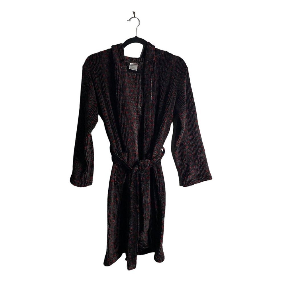 Calvin Klein All Over Graphic Print Fleece Hooded Robe